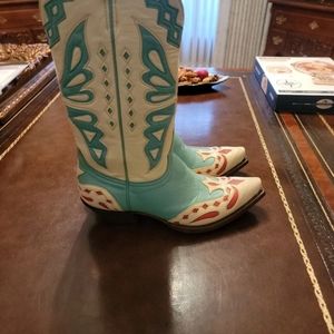 New Vintage Old Gringo Womens Boots Size 7.5B TURQUOISE/Bone Monarca 12" western